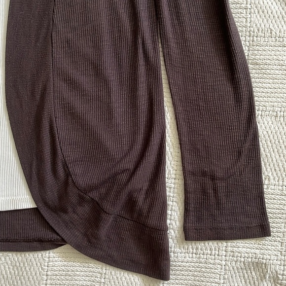 Mudd 90’s Chocolate Brown Ribbed Open Wrap Cardigan Sweater, Size Medium, Soft - Picture 4 of 11